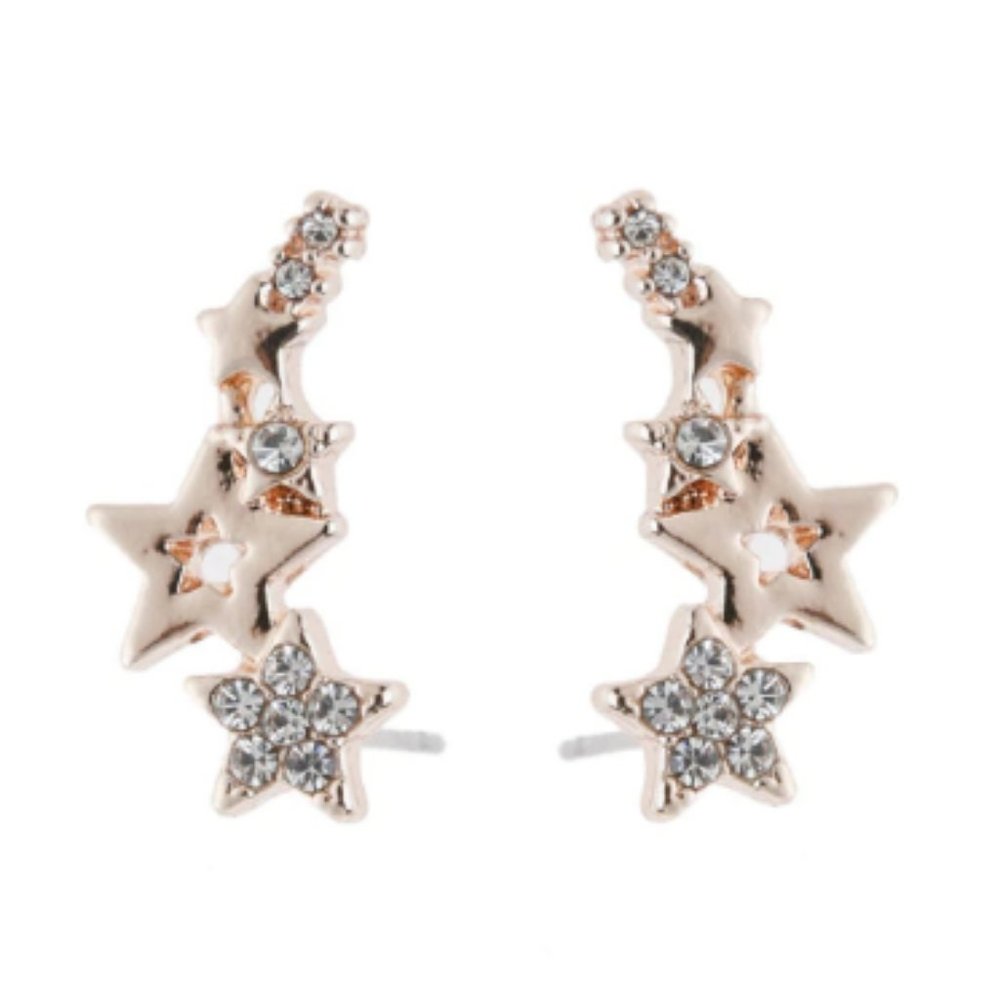 Elegant Star CZ Rose Gold Plated Earrings